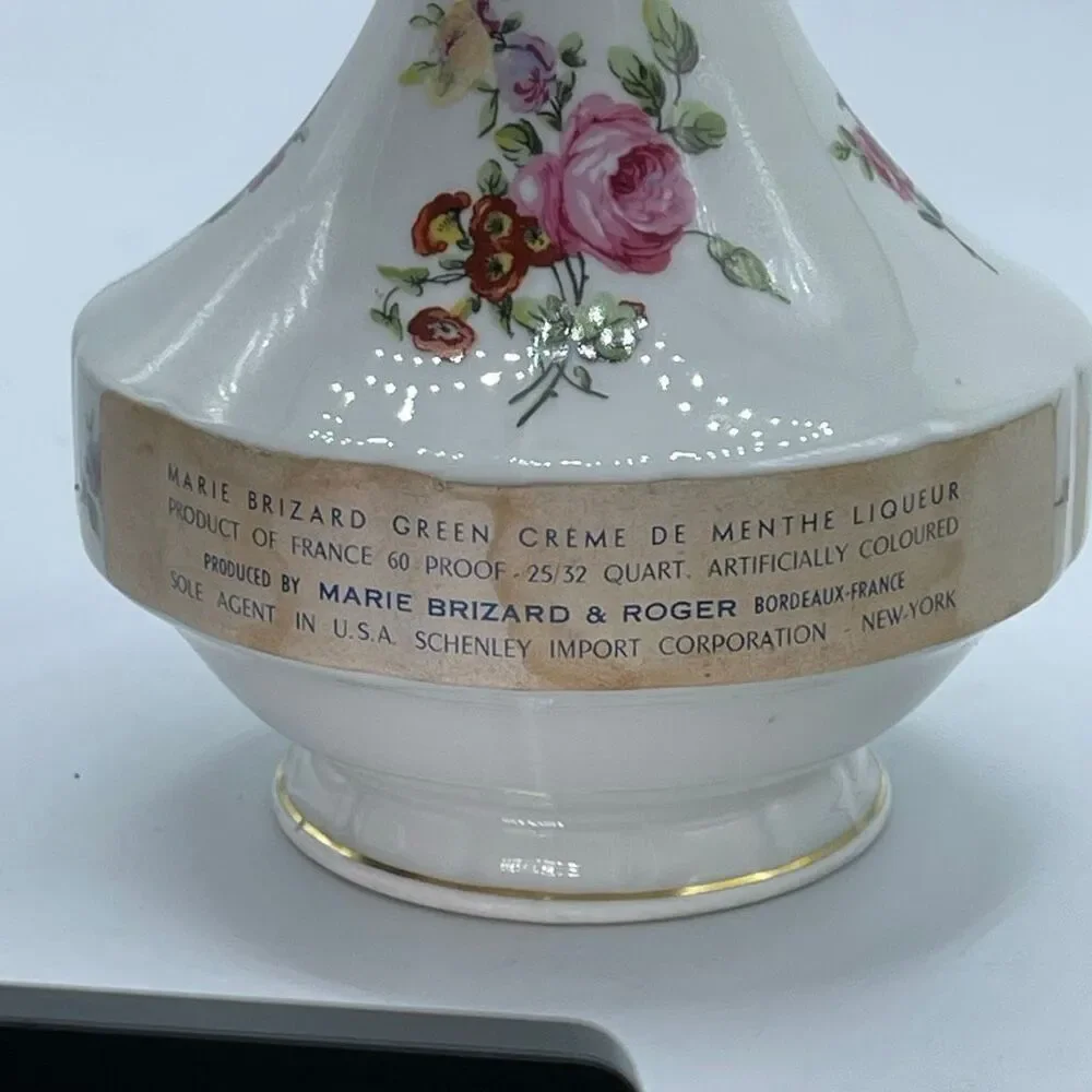 Vintage Limoges porcelain decanter Chantilly pattern crème de Menthe